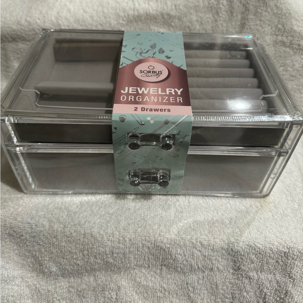 SORBUS Beauty Jewelry 2-Drawer Clear Organizer